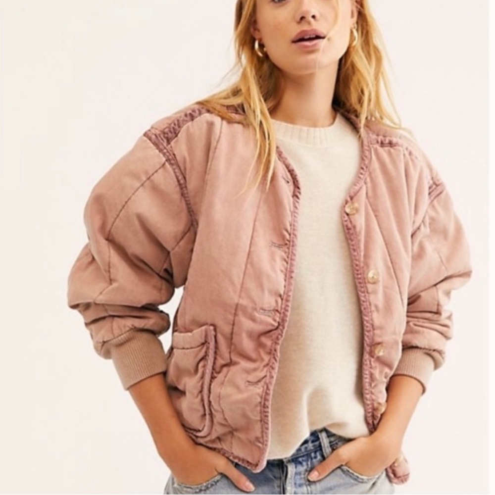 “Coyote” Pink/Mauve Free People “Mixed Signals” Oversized Liner Jacket
